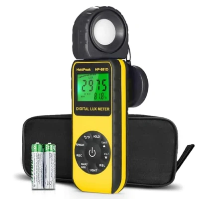Afbeelding van Lichtmeter, HoldPeak Digitale Lichtmeter 881D, Luxmetermet 0,01 400.000 Lux (0,01 40.000 FC), Belichtingsmeter en 270 Roterende Detector voor LED verlichting Planten, 1 40000FC