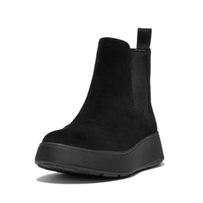 Afbeelding van Fitflop Heren F Mode Suede Flatform Chelsea Boots Enkel, Zwart, 42 UK, 43 EU
