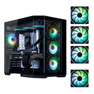 Afbeelding van BitFenix T10 High Airflow Dual Chamber PC Gaming Case Black 4ARGB Reverse Connection moederbord compatibel, 4x Infinity Mirroring ARGB fans (3x reverse) 360 mm AIO/GPU 420 ondersteuning