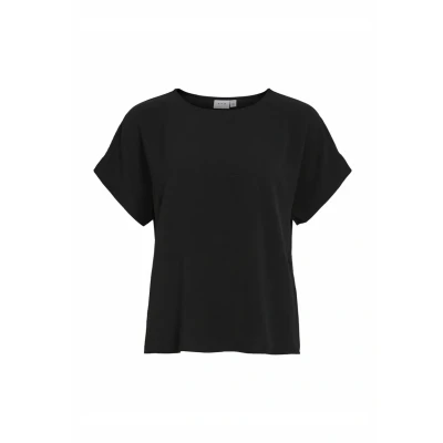 Afbeelding van VILA Kurzen ÄRMELN Rundhals Blouse, Dames, Maat: 34, Black beauty