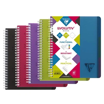 Afbeelding van Clairefontaine 329756C Set van 5 Linicolor Evolutiv&#039;Book schriften A5+ 16x21 240 uitscheurbaar ingelijst gelijnd pagina&#039;s 90g wit pappier Transparante polypropyleen kaft Willekeurige kleuren