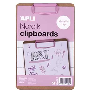 Afbeelding van APLI 18604 Klembord Hout A5 Clip Roze Nordik Collection