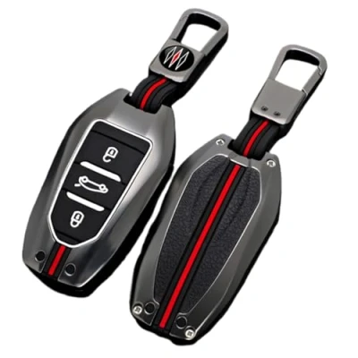 Afbeelding van Happyit Zinklegering Autosleutel Cover Gevallen voor Peugeot 3008 208 308 508 408 307 4008 Citroen C4 C4L C3 C6 XR Picasso DS3 DS4 DS5 3 Knoppen 360 Waterbestendig Beschermen Fluorescentie (A, Matte kleur)