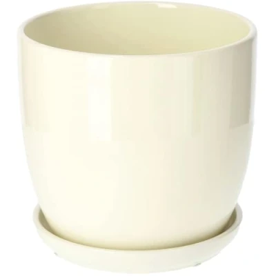 Afbeelding van KOTARBAU® Keramische bloempot, sierpot voor bloemen en planten, diameter 20 cm, met lekbak, beige