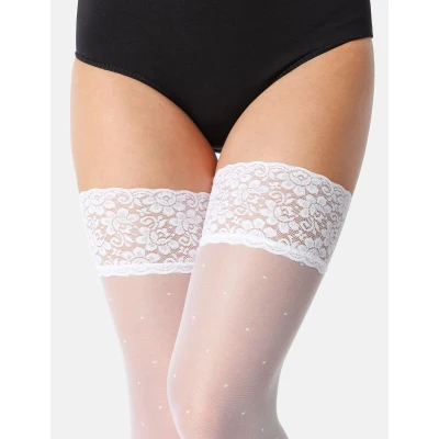 Afbeelding van Merry Style Dames Hold Up Kousen 20 Denier Licht glanzend Elastisch Polyamide Wit M L MS GI Queen20