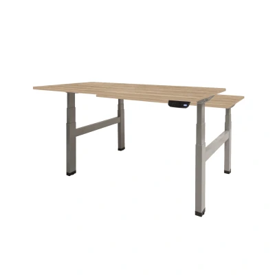 Afbeelding van Dextro plus duo zit/sta 180x80cm, electrisch hoogte verstelbare werkplek, H poot frame. Frame kleur zwart (RAL9005) en blad Schaduwzwart
