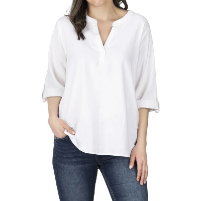 Afbeelding van DENIMFY Dames Blouse DFSara regular fit Wit XXL V Hals Volwassenen