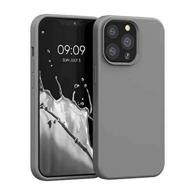 Afbeelding van kwmobile telefoonhoesje geschikt voor Apple iPhone 13 Pro Hoesje met siliconen coating Smartphone case in steengrijs