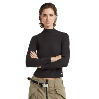 Afbeelding van G STAR Asymmetric ZIP Cropped SLIM MOCK Longsleeve, Dames, Maat: Medium, Dk black