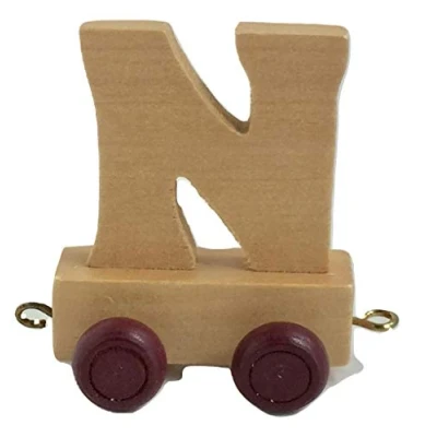 Afbeelding van treinkarretje letter N hout beige 5 x 3,5 6 cm