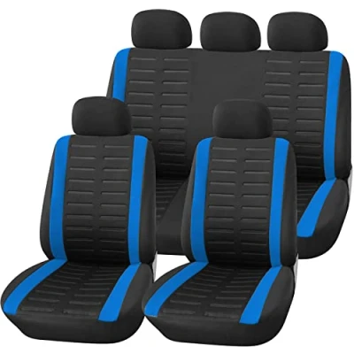 Afbeelding van Upgrade4cars Autostoelhoezenset, universeel, zwart blauw, met deelbare achterbank, auto accessoires, interieur