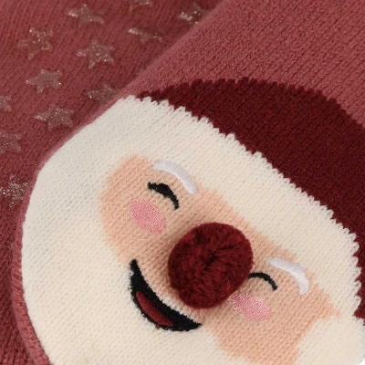 Afbeelding van Kerst huissokken dames 3D Paars One Size kerstsokken antislip sokken kerstmis