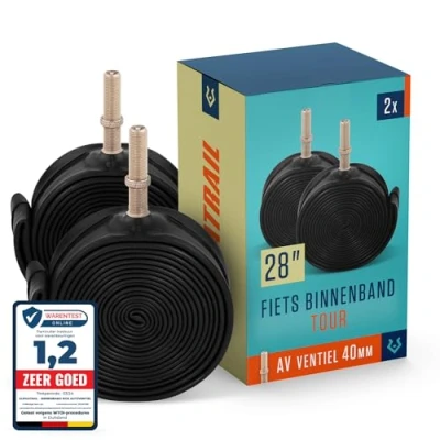 Afbeelding van Alphatrail Fiets Binnenband Rick 28 Inch AV Schrader Ventiel 2x Set met Mobiliteitsgarantie I Compatibele Fietsbanden Continental, Conti, Schwalbe, Maxxis, Michelin &amp; Kenda