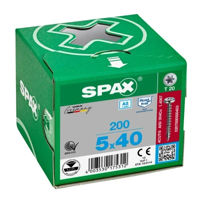 Afbeelding van Spax spaanplaatschroeven cilinderkop RVS T Star T20 5.0x40mm (per 200 stuks)