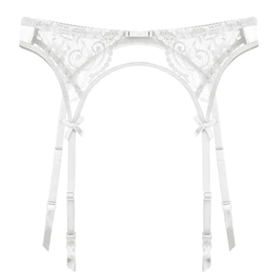Afbeelding van HNYBD Vrouwen Jarretel Riemen Kant Kousenband Riem Kousen Retro Lingerie Set Voor Holdup Kousen, Wit, M
