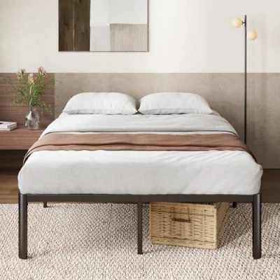 Afbeelding van Zinus Van bed 140 x 190 cm Bedframe 41 hoog met opbergruimte onder het metalen platform zwart