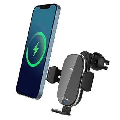 Afbeelding van MediaRange inductief snellaadstation voor auto&#039;s houder mobiele telefoons in de auto met oplaadfunctie draadloos opladen, 15 W Qi snel opladen compatibel iPhone, Samsung