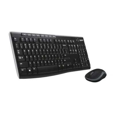 Afbeelding van Logitech MK270 desktop voor het onderwijs met siliconenbescherming, draadloos toetsenbord en muis Windows, 2,4 GHz USB, compacte muis, 8 multimediatoetsen, pc, AZERTY France Layout zwart