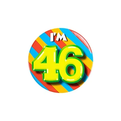 Afbeelding van Paper Dreams Button I&#039;m 46 Staal 5,5 Cm Rood/geel/blauw/groen
