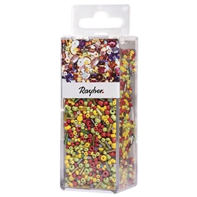 Afbeelding van RAYHER pailletten, glazen kralenmix, 90g mix en draad 50mx0,3mm, div. materialen, kleurrijk 12,9 x 4,4 4 cm