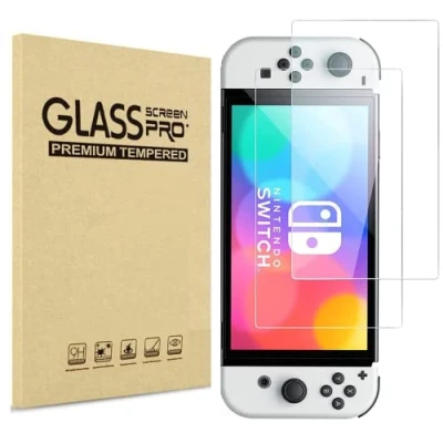 Afbeelding van PHONILLICO Gehard glas voor Nintendo Switch OLED [2 stuks] Beschermfolie, robuust, krasbestendig,