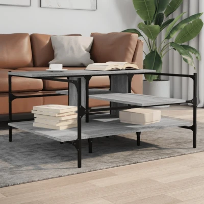 Afbeelding van Salontafel 100x100x48,5 cm bewerkt hout grijs sonoma