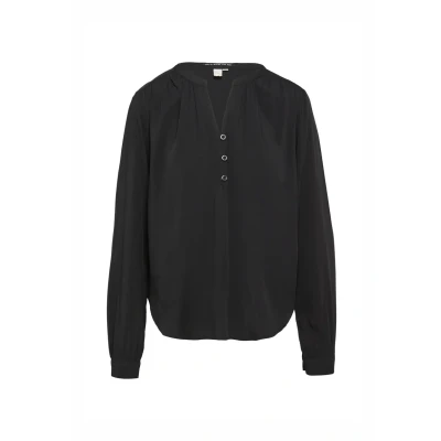 Afbeelding van QS Fliessende MIT Raffung Blouse, Dames, Maat: 36, Schwarz