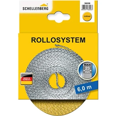 Afbeelding van Schellenberg 36006 rolluikriem 23 mm x 6,0 m systeem MAXI, rolluikriem, riem, rolluikband, geel