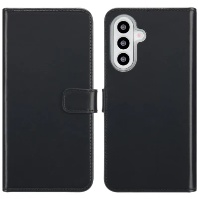 Afbeelding van Samsung Galaxy A26 Hoesje Echt leder Selencia Bookcase Zwart Telefoonhoesje