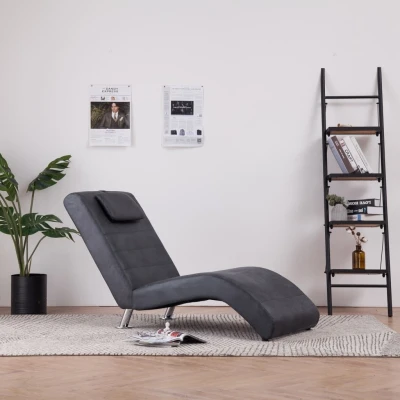 Afbeelding van Chaise longue met kussen kunstsuède grijs