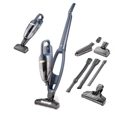 Afbeelding van AEG QX7 Draadloze Steelstofzuiger, 1 I360, Krachtige Motor, Perfect voor Huisdier Haren, Alle Vloertypes, Geïntegreerde Kruimeldief, Inclusief Accessoires, Handstofzuiger Zonder Zak, Blauw