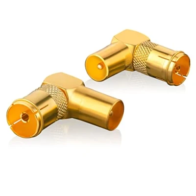 Afbeelding van SEBSON Antenne Hoek Adapter 90 Graden Set 2x Coax Stekker (IEC) naar Bus Kabel voor Kabeltelevisie, Radio, Ontvanger