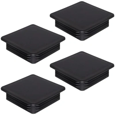 Afbeelding van SKIR&#039;CO (4 stuks) vierkante kunststof pluggen 100 x mm, matte buiseindkappen, buisinzetstukken, hekpaalpluggen, zwart RAL 9005