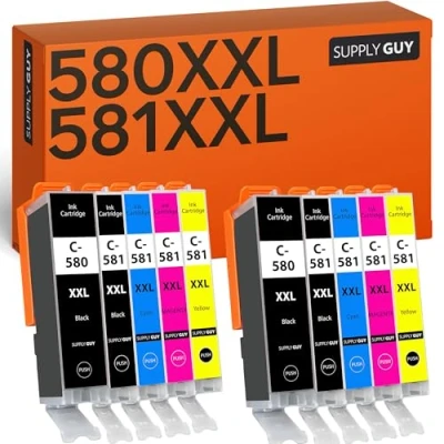Afbeelding van Supply Guy 10 XXL Inktpatronen met chip compatibel Canon PGI 580 CLI 581 voor Pixma TR7500 TR7550 TR8550 TS6100 TS6150 TS6151 TS6250 TS6251 TS6350 TS6351 TS705 TS9540 TS9541c TS9550 TS9551c