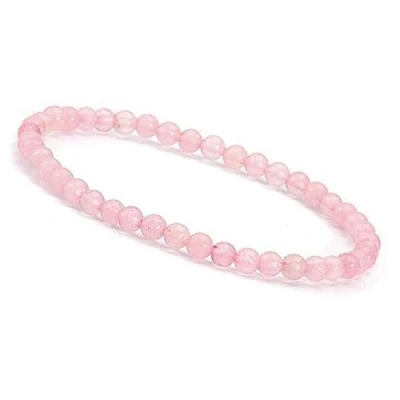 Afbeelding van Unique Gems Subtiele edelsteen dames armbanden Ø 4 mm chakra parels Boeddha beschermende armband, 16cm bis 18cm, Edelsteen, rozenkwarts