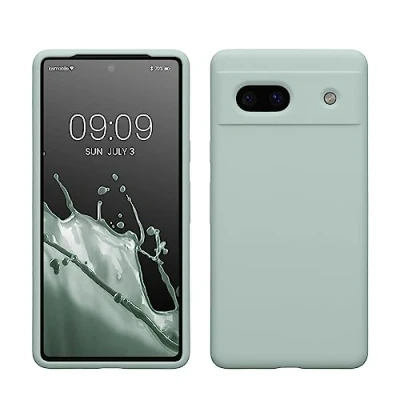 Afbeelding van kwmobile telefoonhoesje geschikt voor Google Pixel 7a Hoesje met siliconen coating Smartphone case in cool mint