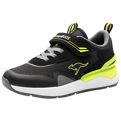 Afbeelding van KangaROOS Kd Gym Ev Sneakers voor kinderen, uniseks, Jet Black Neon Yellow 5062, 34 EU