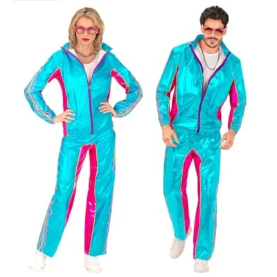 Afbeelding van Widmann Grappig &amp; Fout Kostuum Rave Op Soundwaves Retro Trainingspak Blauw Large Carnavalskleding Verkleedkleding