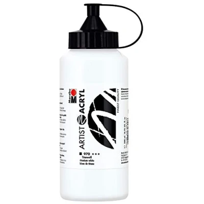 Afbeelding van Marabu 12200075970 Artist Acryl, titanium wit 500 ml, fijne acrylverf in kunstenaarskwaliteit, op waterbasis, pastose consistentie, hoog gepigmenteerd, zeer goede glans en dekking