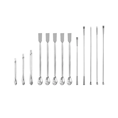 Afbeelding van QWORK® laboratorium spatels, 13 stuks roestvrijstalen spatels schep reagens mengspatels, lange monsterlepel