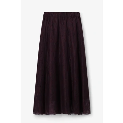 Afbeelding van Sissy Boy Dames Donkerbruine kanten maxi rok (Maat XL, Viscose)