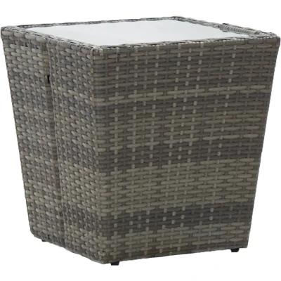 Afbeelding van Theetafel 41,5x41,5x43 cm poly rattan en gehard glas grijs