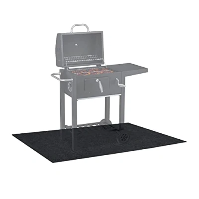 Afbeelding van Relaxdays barbecue vloermat BBQ mat 120 x 80 cm beschermmat antislip antraciet