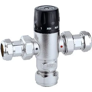 Afbeelding van Caleffi mengventiel thermostatisch ingeb terugslagkleppen 15 knel 30 65c 521115