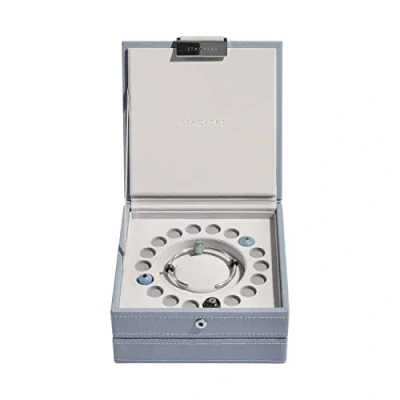 Afbeelding van Stackers Set of 2 Dusky Blue Charm Jewellery Box with Chrome Fitting