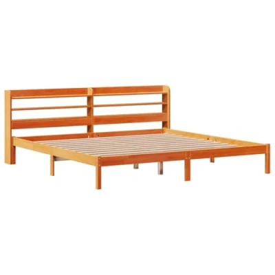 Afbeelding van vidaXL Bedframe met hoofdbord massief grenenhout wasbruin 200x200 cm