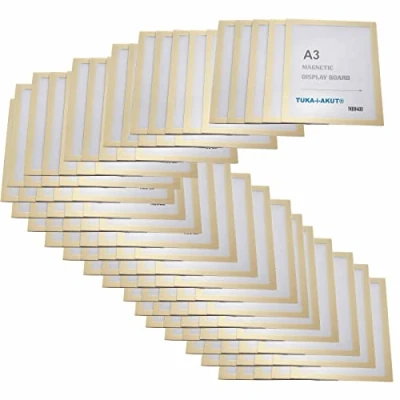 Afbeelding van TUKA i AKUT [100x] A3 Infoframe Magneetlijst met Zelfklevende Achterkant, Gemakkelijk Uitwisselbaare Magnetische Wissellijst voor Wanden en Deuren, Informatielijst Set van 100 Goud Kleur, TKD8400 100x