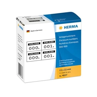 Afbeelding van Herma Bijlagenummers zelfklevend 2 fach 15x22 mm opdruk zwart, 0 999
