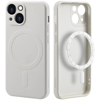 Afbeelding van Apple iPhone 13 Mini MagSafe Hoesje Siliconen en TPU (zacht) iMoshion Softcase/Backcover Beige Telefoonhoesje
