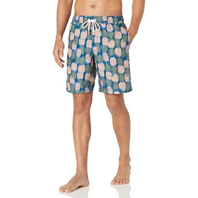 Afbeelding van Amazon Essentials Heren 9&quot; sneldrogende zwembroek, marineblauw perzik ananas print, XXL